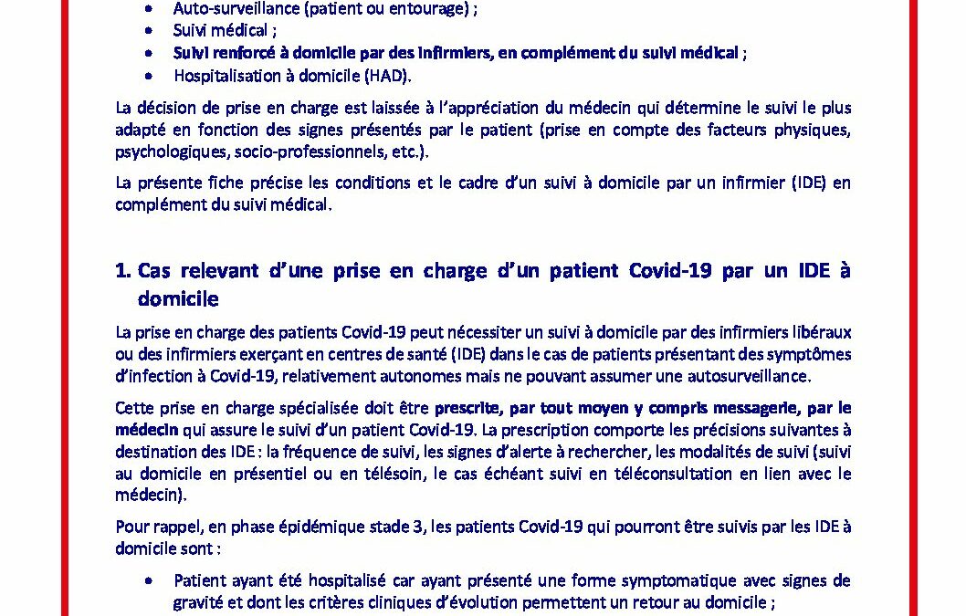 Fiche suivi IDE patient Covid 19
